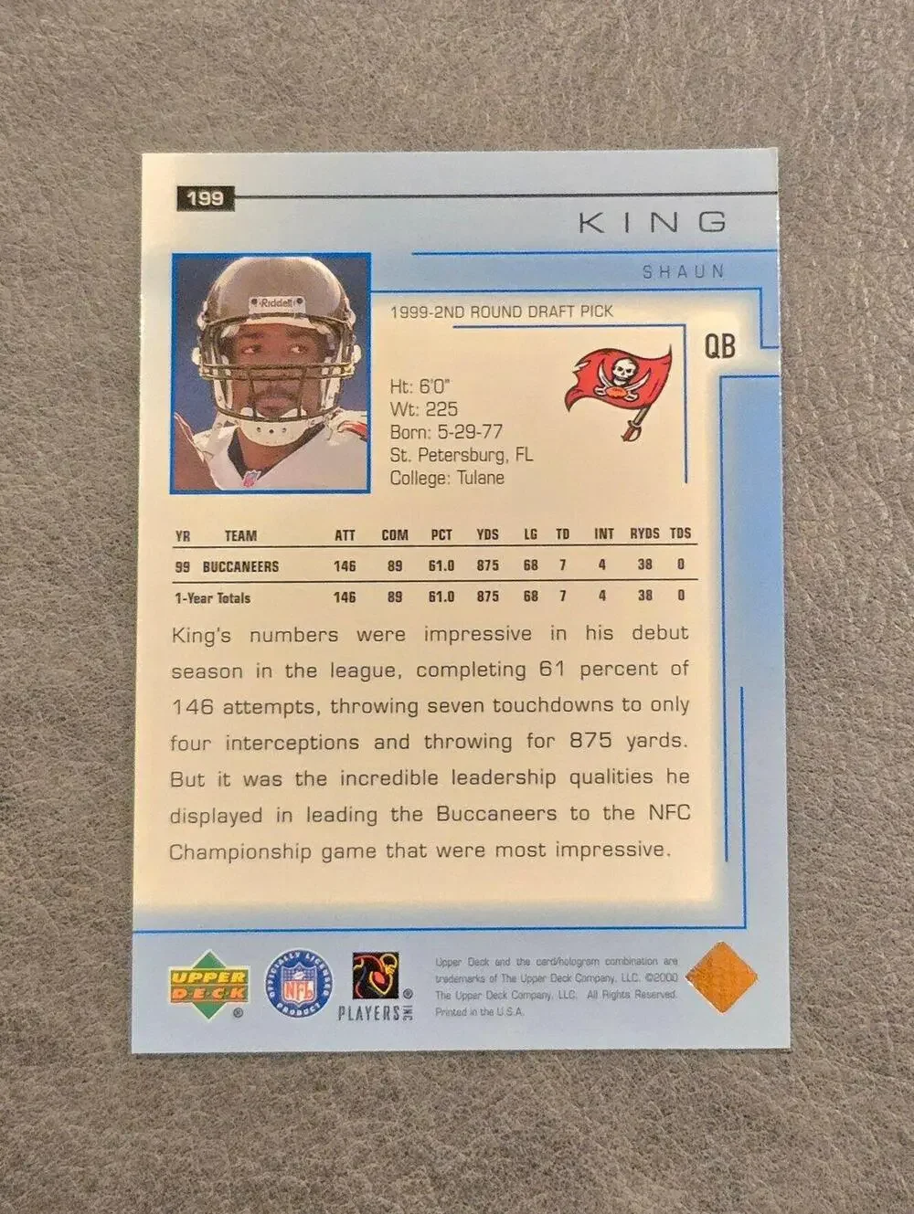 2000 Upper Deck #199 Shaun King Football Card - Picture 2 of 2